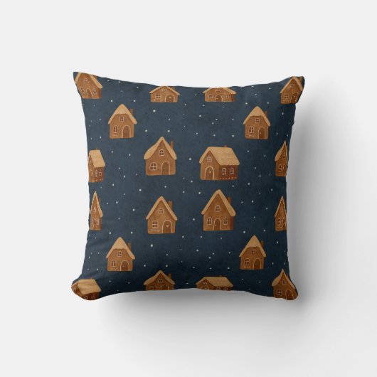 Cozy Winter Village Pattern Throw Pillow Kussen (Voorkant)