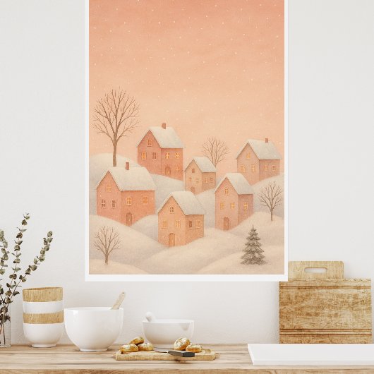 Cozy Winter Village Poster  (Cuisine)