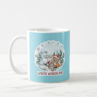 Cozy Winter Woodland Animals Watercolor Coffee Mug