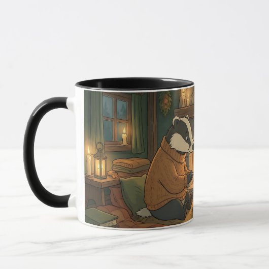 Cozy Woodland Campfire Animals Coffee Mug Mok (Links)