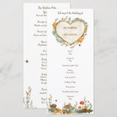 Cozy Woodland Cotvoordcore Wooden Heart Wedding Programma (Voorkant / Achterkant)