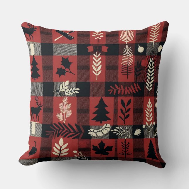 Cozy Woodland Plaid Kussen (Voorkant)