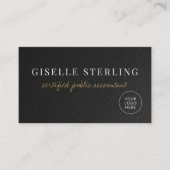 CPA Accountant Tax Faux Leather Logo QR Code Visitekaartje (Voorkant)