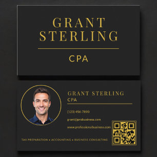 CPA Belastingadviseur Accountant QR Code Zwart Gou Visitekaartje