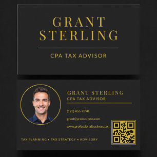 CPA Belastingadviseur QR-code Zwart Goud Visitekaartje