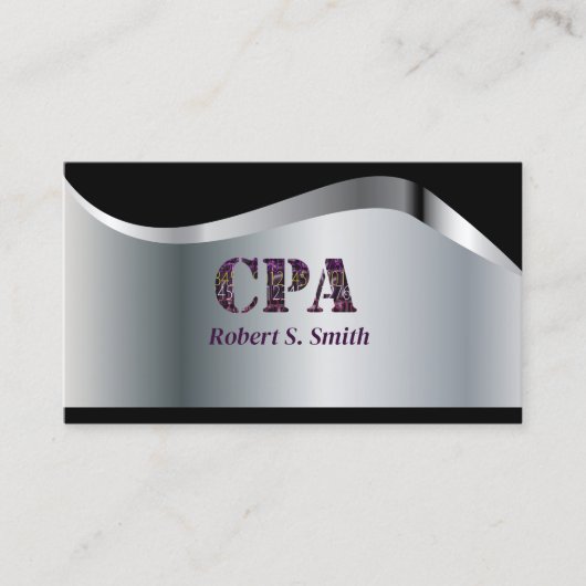 CPA Certified Public Account Black & Silver Visitekaartje (Voorkant)