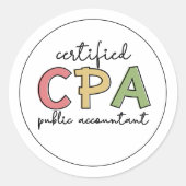 CPA Certified Public Accountant Giften Ronde Sticker (Voorkant)