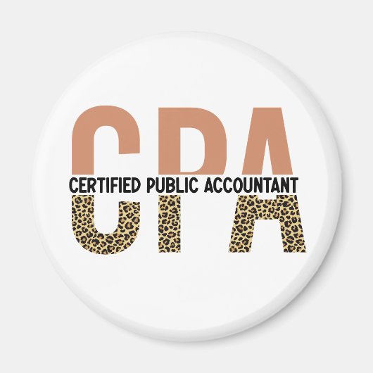CPA Certified Public Accountant Leopard Print Magneet (Voorkant)