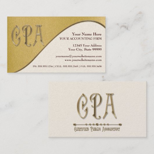 CPA Gold Professional Certified Public Accountant: Visitekaartje (Voorkant / Achterkant)