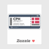 CPH Copenhagen Airport Boarding Pass - Reizen Sticker (Vel)