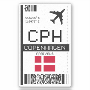 CPH Copenhagen Boarding Pass - Denemarken Reizen Sticker