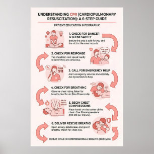 CPR 6-stappenplan: Cardiopulmonale Reanimatie Poster