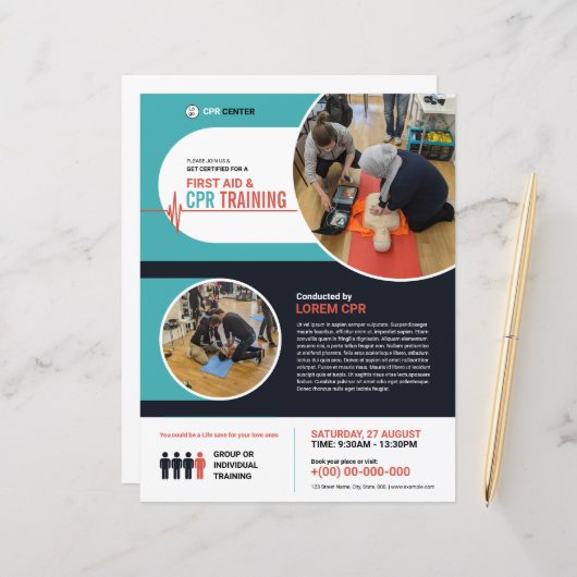 CPR Training Flyer | EHBO-vlieger (Voorkant / Achterkant in situ)