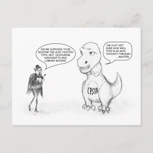 CPSIA Dino Briefkaart (Voorkant)