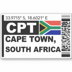 CPT Cape Town instapkaart - Zuid-Afrika reizen Sticker