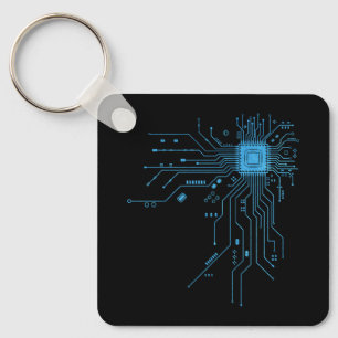 CPU-chip circuit PCB-ontwerp Tech-liefhebbers Comp Sleutelhanger
