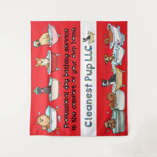 CPup rood tapijt Wandkleed (Voorkant)