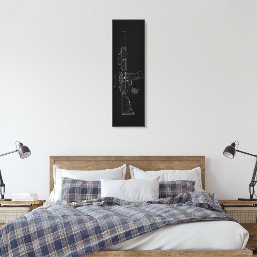 CQBR MK18 Mod 0 Zwart Canvas Print (Insitu (Slaapkamer))