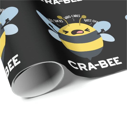 Cra-bee Funny Crabby Bee Pun Dark BG Cadeaupapier (Rol Hoek)