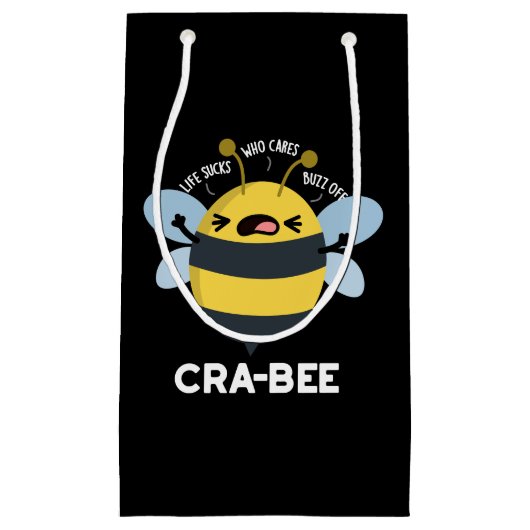 Cra-bee Funny Crabby Bee Pun Dark BG Klein Cadeauzakje (Voorkant)
