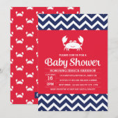 Crab Baby shower Invitation, nautische Invitation Kaart (Voorkant / Achterkant)