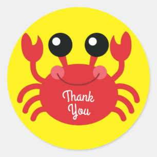 Crab Birthday Party Cute Cartoon Kinder Hartelijk  Ronde Sticker