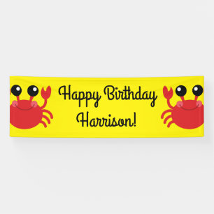 Crab Birthday Party Cute Cartoon Kinder Spandoek
