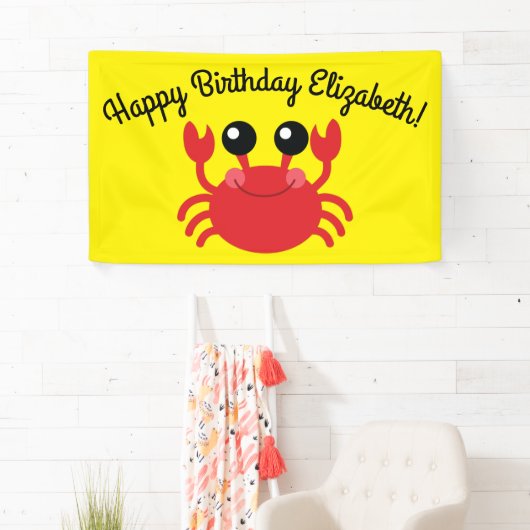 Crab Birthday Party Cute Cartoon Kinder Spandoek (Insitu)