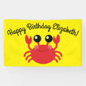Crab Birthday Party Cute Cartoon Kinder Spandoek (Horizontaal)