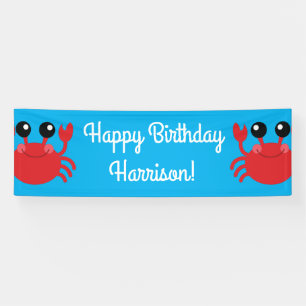 Crab Birthday Party Cute Cartoon Kinder Spandoek