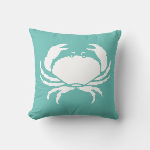 CRAB BLANC sur oreiller bleu