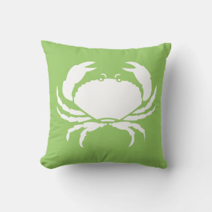 CRAB BLANC sur oreiller vert