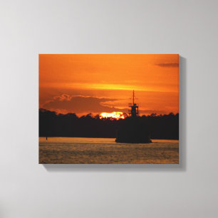 Crab Boat in de Sunset op de baai 11x14 Canvas Afdruk
