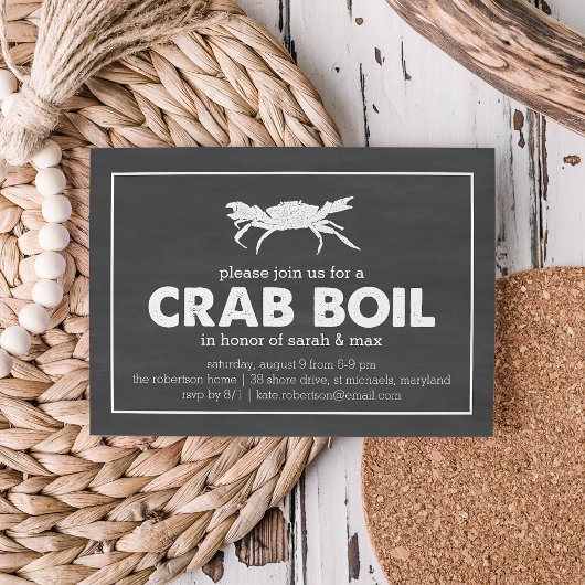 Crab Boil Black en White Chalkboard Kaart