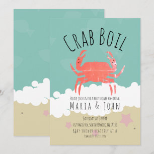 Crab Boil Party Baby shower Beach Invitation Kaart