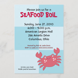 CRAB BOIL Seafood Party 5x7 Birthday Baby shower Kaart
