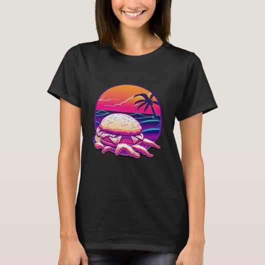 Crab Cakes Synthwave 80s Retrowave Aesthetic T-shirt (Voorkant)