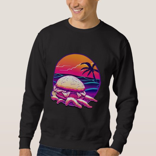 Crab Cakes Synthwave 80s Retrowave Aesthetic Trui (Voorkant)