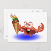 Crab Cartoon met Ice Cream briefkaart (Voorkant / Achterkant)