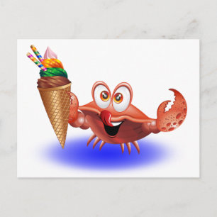 Crab Cartoon met Ice Cream briefkaart