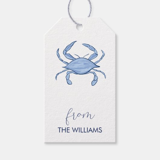Crab Coastal Chic Custom Gift Labels Cadeaulabel (Voorkant)