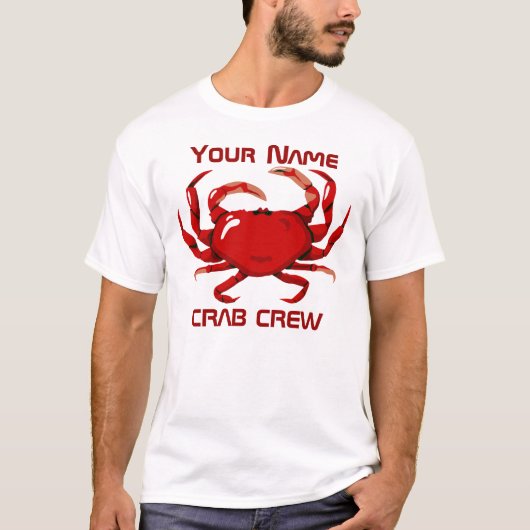 Crab Crew Sjabloon Mannen Ringer T-shirt (Voorkant)