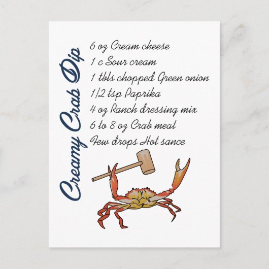 Crab Dip Recipe Briefkaart (Voorkant)