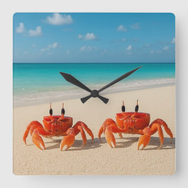 Crab Duo – Vierkante Acryl wandklok Klok