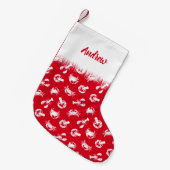 Crab en Lobster Patterned Red en White Kleine Kerstsok (Voorkant (Hangend))