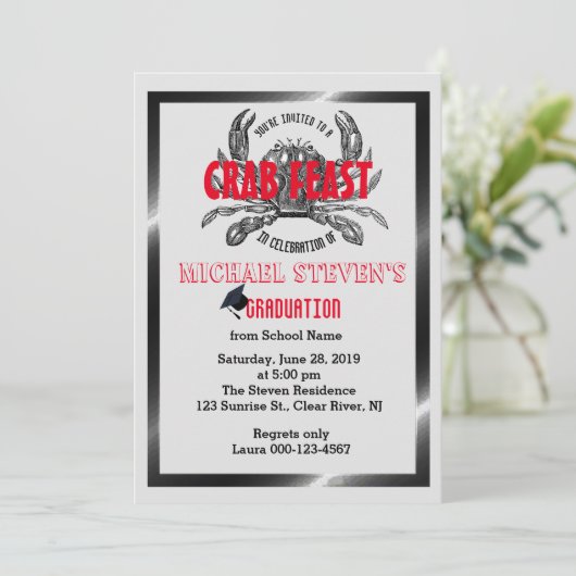 Crab Feast Boil Afstuderen Elk Feest Feest Kaart (Staand voorkant)