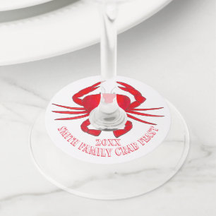 Crab Feast Red Maryland Hardshell schaaldieren Wijnglaslabel