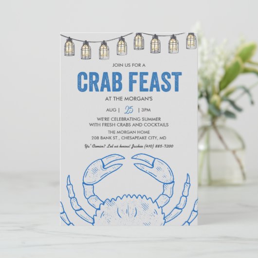 Crab Feast uitnodiging (Staand voorkant)