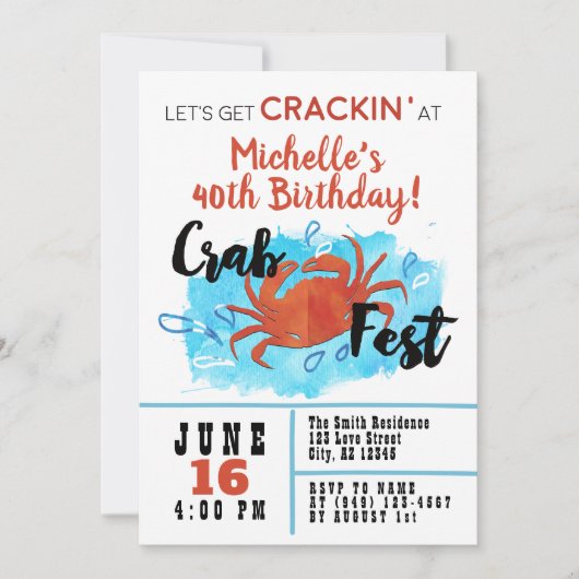 Crab Fest Boil Nautique Invitation d'anniversaire (Devant)