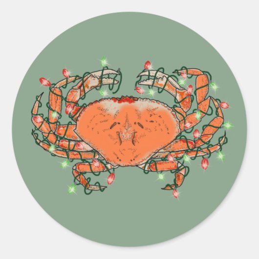 Crab Kerstlamseskreeft Ronde Sticker (Voorkant)